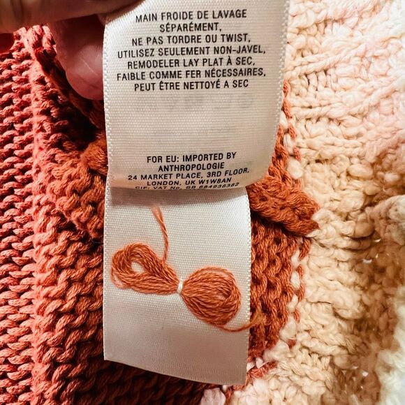 Anthropologie Moth Womens Pink Rust Zip Back Knit Colorblock Sweater Size MP - Picture 7 of 7